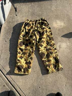 Vintage Cabela's Gore-Tex Duck Camo Hunting Rain Pants Made in USA Size L